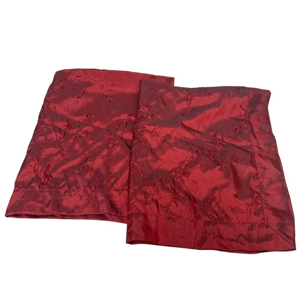 Rodeo Home Embroidered Pillowcases Set of 2 Burgundy Red Pillow Standard Shams
